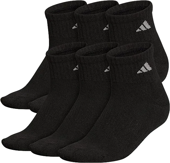 Adidas Athletic 6-Pack Quarter Socks M Women's Black