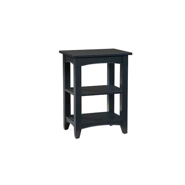 Alaterre Furniture Shaker Cottage End Table with 2 Shelves, Charcoal Gray