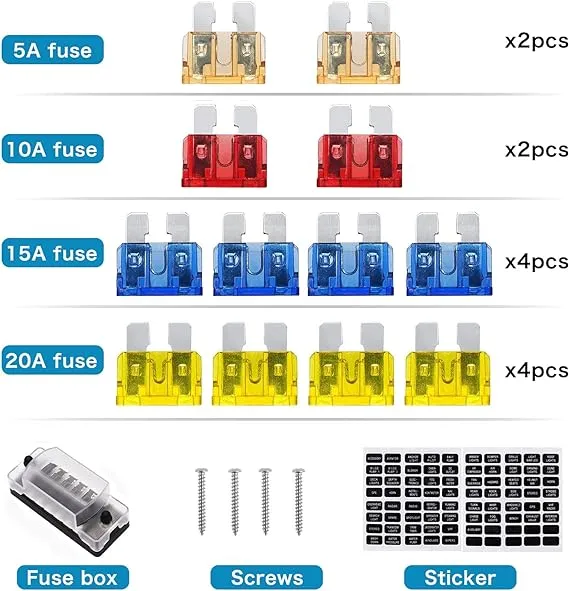 6 Way Fuse Block Blade Fuse Box with Negative Bus