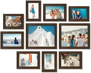 Americanflat Set of 10 Picture Frames with Shatter-Resistant Glass - Gallery Wall Frame Set with Two 8x10 Frames, Four 5x7 Frames and Four 4x6 Frames - Signature Collection - Walnut