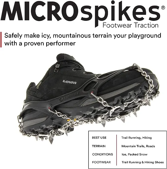 Kahtoola MICROspikes Footwear Traction for Winter Trail Hiking & Ice Mountaineering