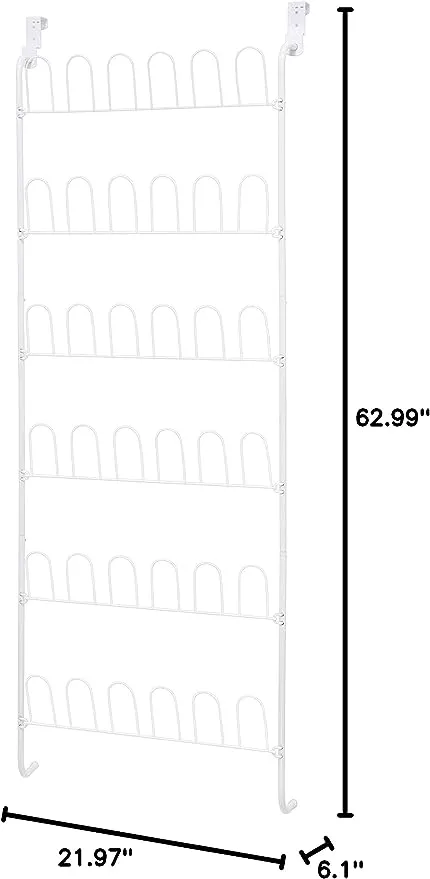 Honey Can Do 18 Pair Over The Door Shoe Rack White