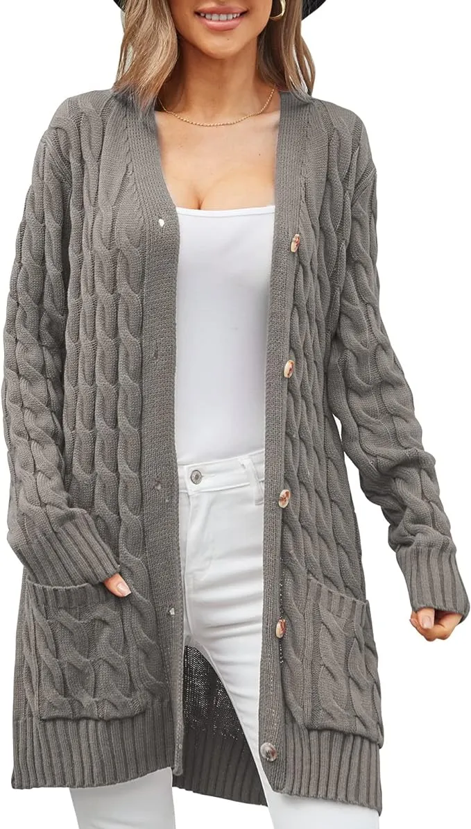 Ueekook Autumn Woman Fashion Cardigan Cozy Ribbed Hem Chunky Oversized Mock ...