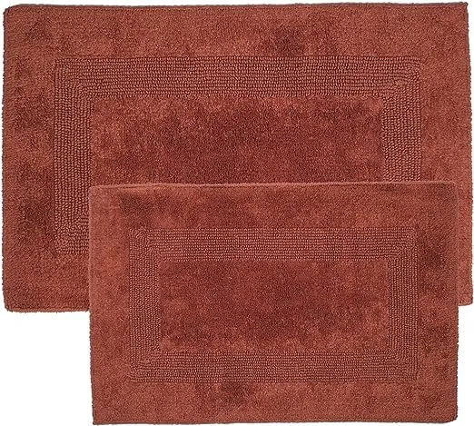 Lavish Home Cotton Reversible 2-Piece Bath Mat Set