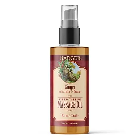 Ginger Deep Tissue Massage Oil  113 Grams By Badger Balm