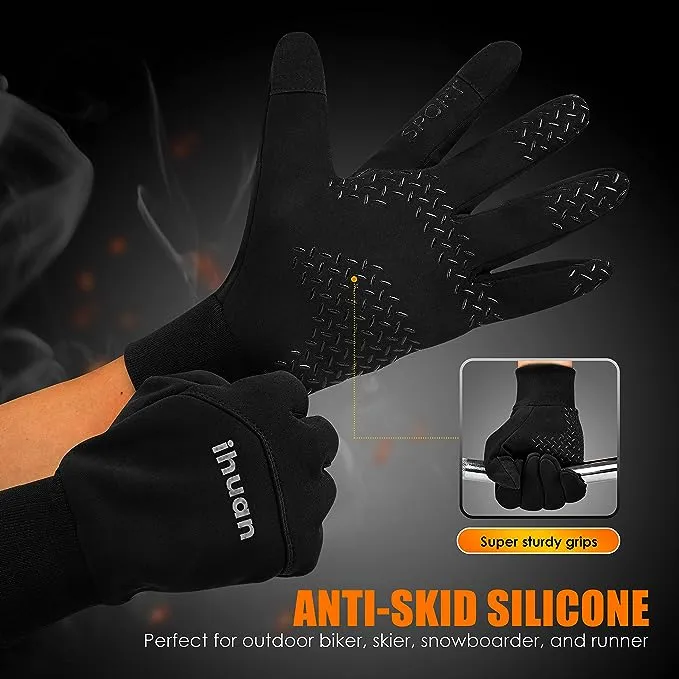 Winter Gloves for Men and Women - Waterproof Warm Glove for Cold Weather Thermal Gloves with Touch Screen Finger for Workout Running Cycling Bike Bla