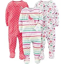 Simple Joys by Carter's Toddlers and Baby Girls' Snug-Fit Footed Cotton Pajamas, Pack of 3