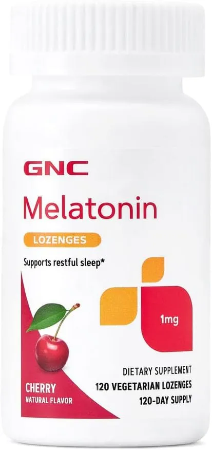 GNC Melatonin Lozenges 1 mg - Cherry - 120 Vegetarian Lozenges (120 Servings)