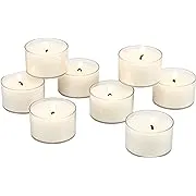 Stonebriar Bulk 96 Pack Unscented Smokeless Long Burning Clear Cup Tea Light Candles with 8 Hour Extended Burn Time, White