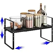 KIKIBRO Expandable Cabinet Shelf Organizer Stackable Kitchen Pantry Counter S...