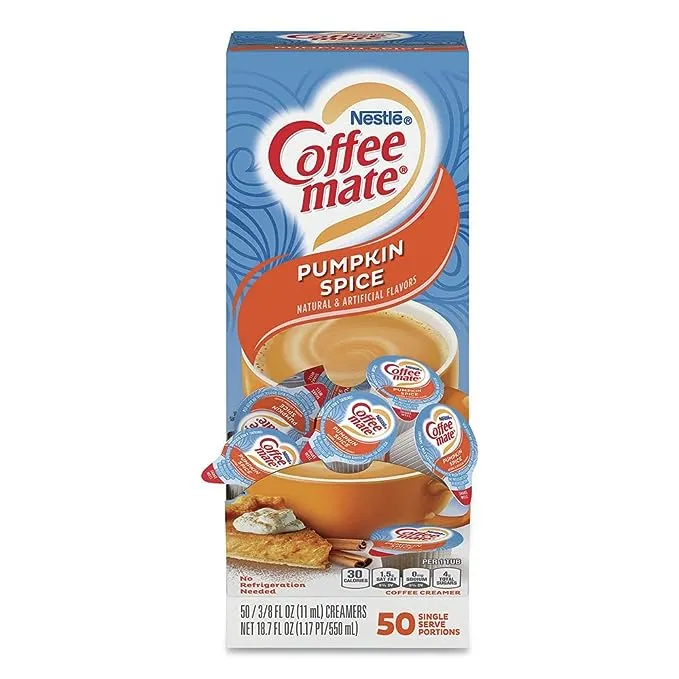 Nestle 75520 Liquid Coffee Creamer, Pumpkin Spice, 3/8 Oz (11ml)Mini Cups, 50/box