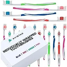 148 Individually Packaged Large Head Medium Bristle Disposable Bulk Toothbrushes - Multi Color Pack - Convenient & Affordable