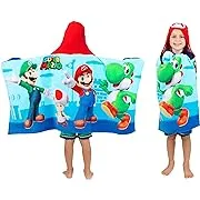 Super Mario Bath/Pool/Beach Soft Cotton Terry Hooded Towel Wrap, 24 in x 50 in, by Franco Kids