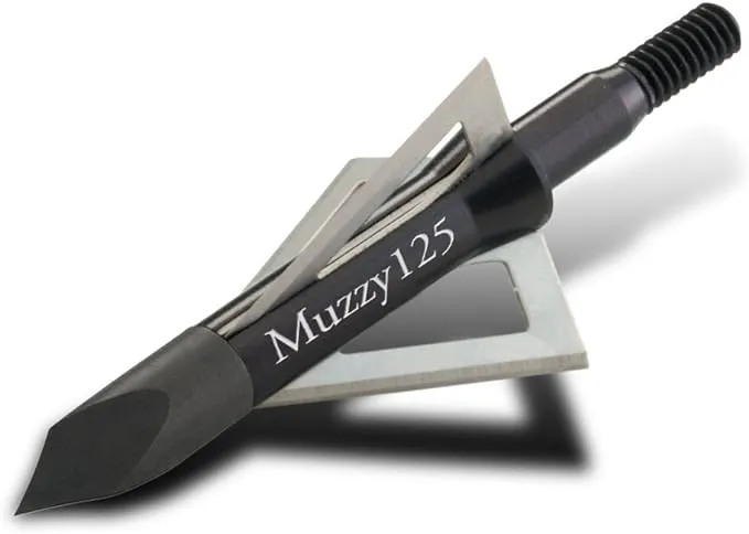 Muzzy Bowhunting 3 Blade Archery Arrow Broadhead 100 or 125 Grain - 6 Pack