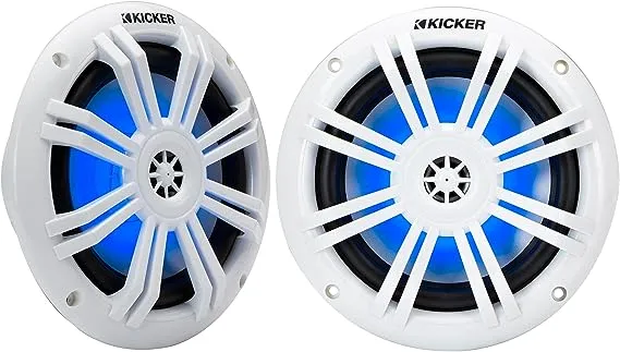 Kicker 49KM604WL KM 6.5" 4 Blue LED Marine Coaxial Speakers - Pair