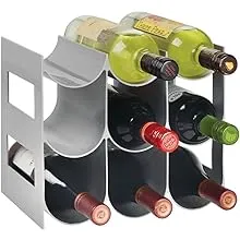 mDesign Plastic Water Bottle/Wine Rack Organizer, 3 Tiers, 9 Bottles