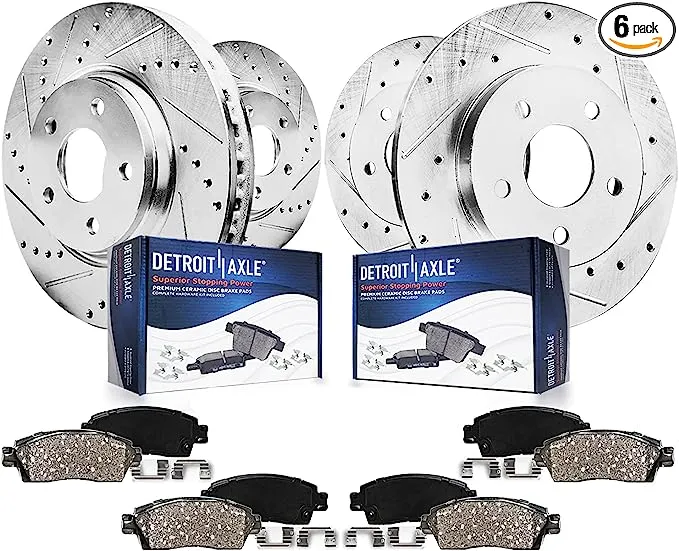 Detroit Axle BK91000506 Front Rear Drilled Rotors Brake Pads for Acura MDX ZDX Pilot