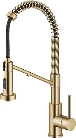 Kraus KFF-1610BB Bolden 2-in-1 Commercial Style Pull-Down Single Handle Water Filter Kitchen Faucet for Water Filtration System, Brushed Brass