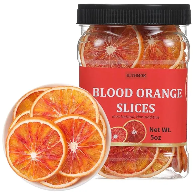 Premium Dried Blood Orange Slices,5 Oz/142g,Dehydrated Blood Orange for Cocktails,NO Addtives & No Sugar Added.