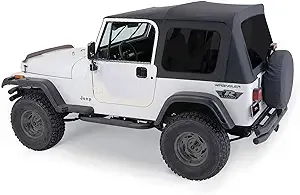 RAMPAGE PRODUCTS Complete Soft Top | Vinyl, Black Diamond Color with Tinted Windows, includes Frame & Hardware | 68035 | Fits 1976 - 1995 Jeep Wrangler & CJ7, with Full Steel Doors