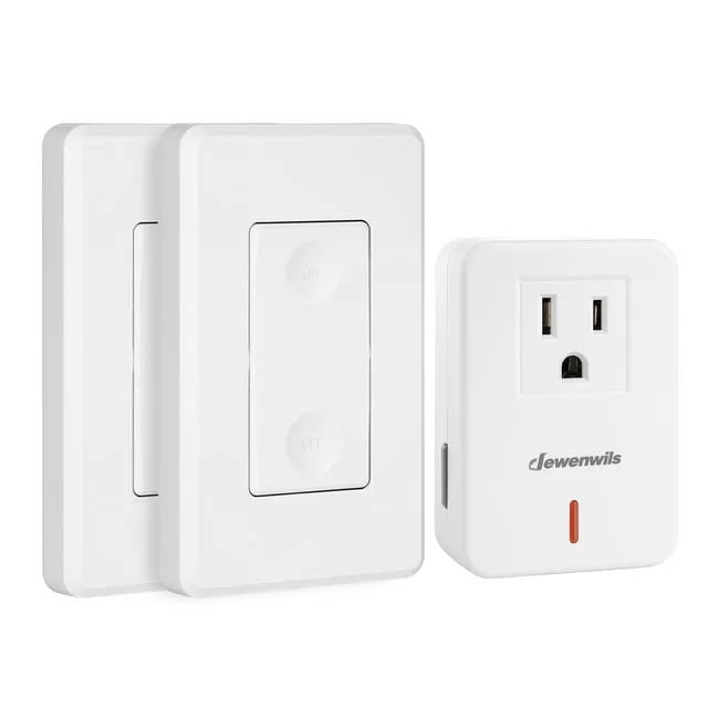 DEWENWILS Remote Control Outlet Switch, Wireless Light Switch for Household Appliances(2 Switch+1 Outlet), No Wiring Needed