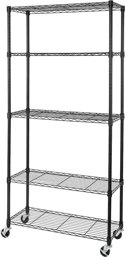 Seville Classics UltraDurable 5-Tier NSF Steel Shelving Black