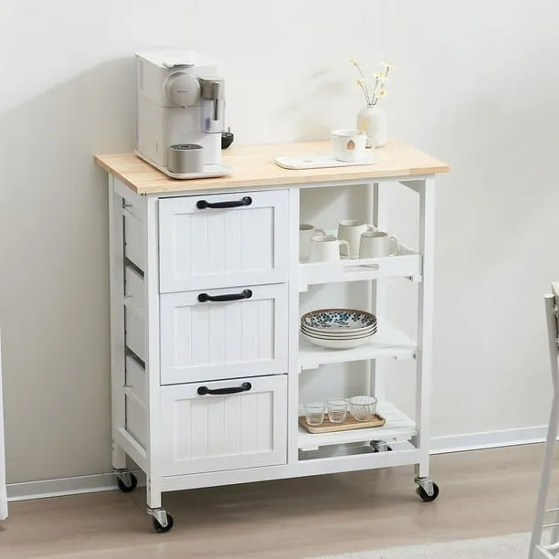 Kitchen Island Cart with Storage, Kitchen Cart for Home, Rolling Trolley Cart ...