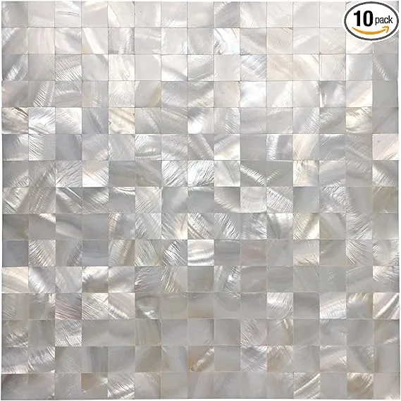 Art3d White Seamless Mother of Pearl Tile Shell Mosaic for Bathroom/Kitchen Backsplashes (10 Sheets)