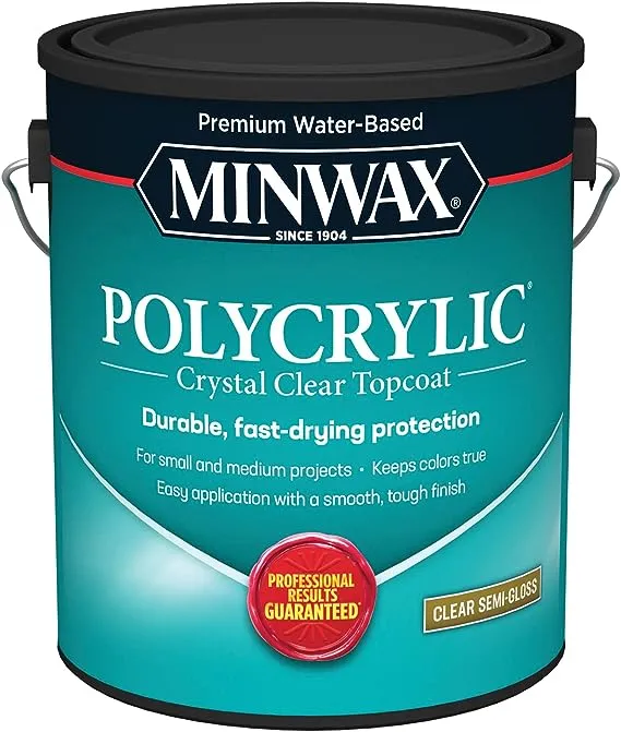 Minwax Polycrylic Semi-Gloss Crystal Clear Water-Based Polyurethane 1 Gal