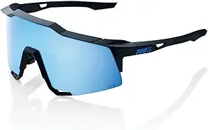 100% SPEEDCRAFT Sport Performance Cycling Sunglasses (Matte Black - HiPER Blue Multilayer Mirror Lens)