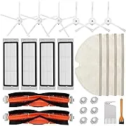 Accessories Kit Compatible with Roborock S4 S5 S6 E4 E20 E25 E35 S50 Xiaomi Mi Mijia Robotic Vacuum, 22 Pack Replacement Parts, 2 Main Brush, 6 Side Brush, 4 Filters, 4 Mop Cloth & 6 Water Tank Filter