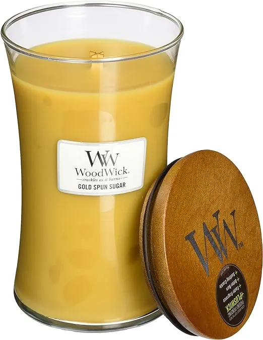 WoodWick Large Hourglass Candle in Smoked Walnut/Maple, Premium Soy-Paraffin Blend Wax, Pluswick Innovation Wood Wick, Sophisticated Scent