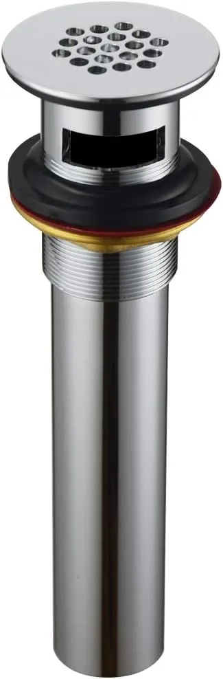 Purelux Grid Drain Strainer Assembly with Overflow for Bathroom Sink, Made of Brass Chrome Finish