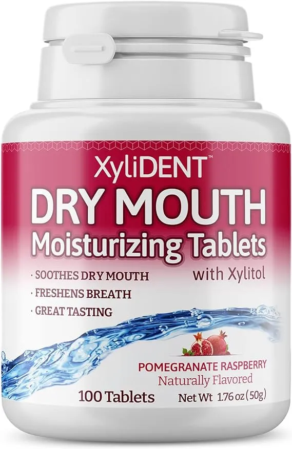 Dry Mouth, Moisturizing Tablets with Xylitol, Pomegranate Raspberry, 100 Tablets, XyliDENT