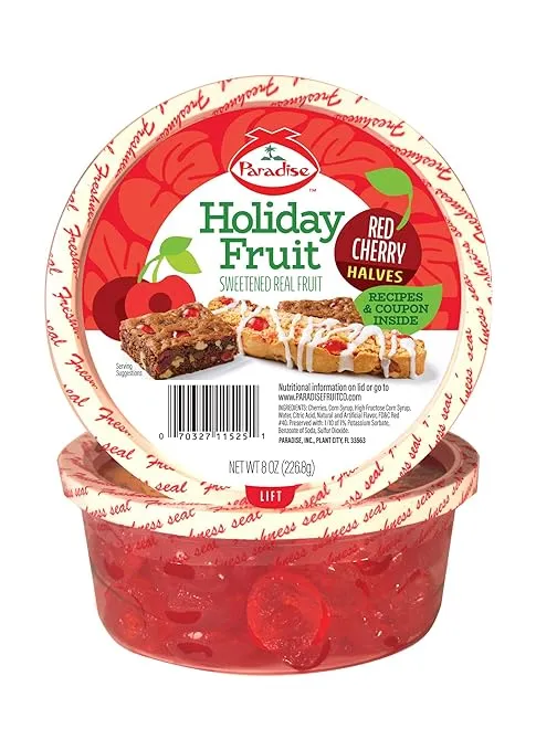 Paradise Holiday Fruit Red Cherry, Halves - 8 oz