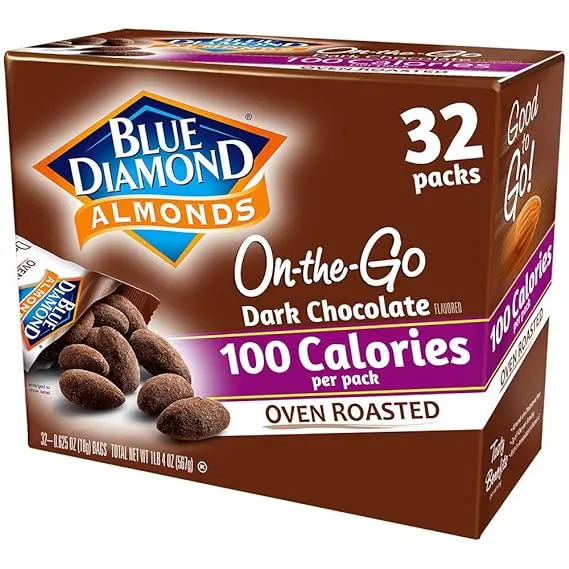 Blue Diamond Almonds, Dark Chocolate Cocoa Dusted Almonds, 100 Calorie Packs (32 Count)