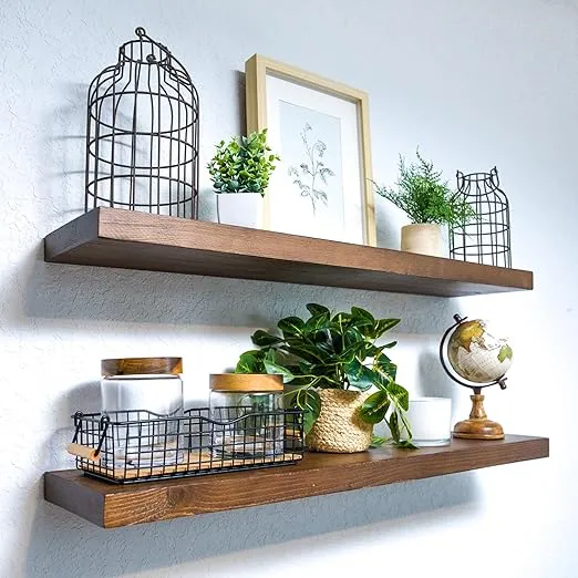 Willow & Grace - Floating Wall Mount Shelves 36 in Set of 2 - White Wash