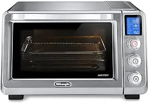 De'Longhi EO241264M 10-in-1 Digital AirFryer ,True Convection Toaster Oven with internal light, Grills, Broils, Bakes, Roasts, Reheats, preset for Cookie & Pizza, 1800-Watts, Stainless Steel, XL 24L