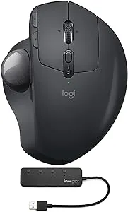 Logitech MX ERGO Plus Advanced Wireless Trackball Bundle with 4-Port 3.0 USB (2 Items)