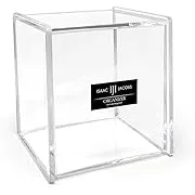 Isaac Jacobs Clear Acrylic Cube Organizer with Lid (5.25" L x 5.25" W x 5.75" H), Stackable, Storage Solution for Makeup, School & Office Supplies & More, for Bathroom, Kitchen, Office