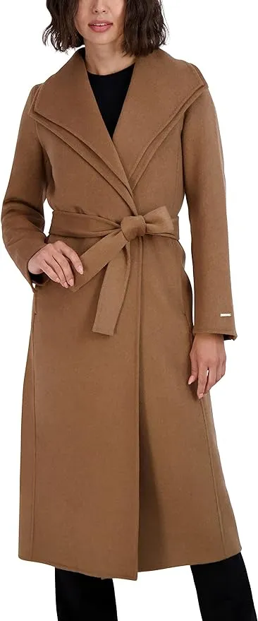 TAHARI Women's Maxi Double Face Wool Blend Wrap Coat