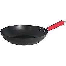 Imusa USA Inch, Red PAN-10046 12" Nonstick Carbon Steel Wok, Handle