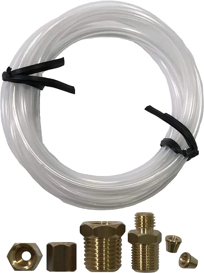 Mechanical Oil Pressure Gauge 72&#034; Inch Nylon Line Tubing Install Kit w/ Fittings