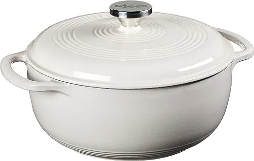 Lodge Enameled Cast Iron Dutch Oven Essential Oyster 4.5 Quart