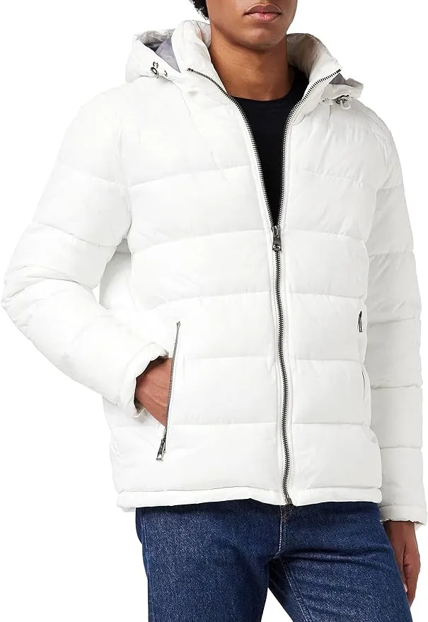 GUESS Men's Mid-weight Puffer Jacket With Removable Hood