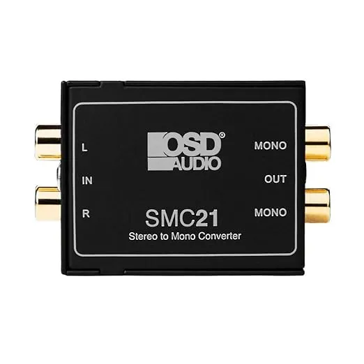 OSD Audio SMC21 Stereo to Mono Converter – Gold-Plated RCA Connections and 1:1 Ratio Audio Transformer