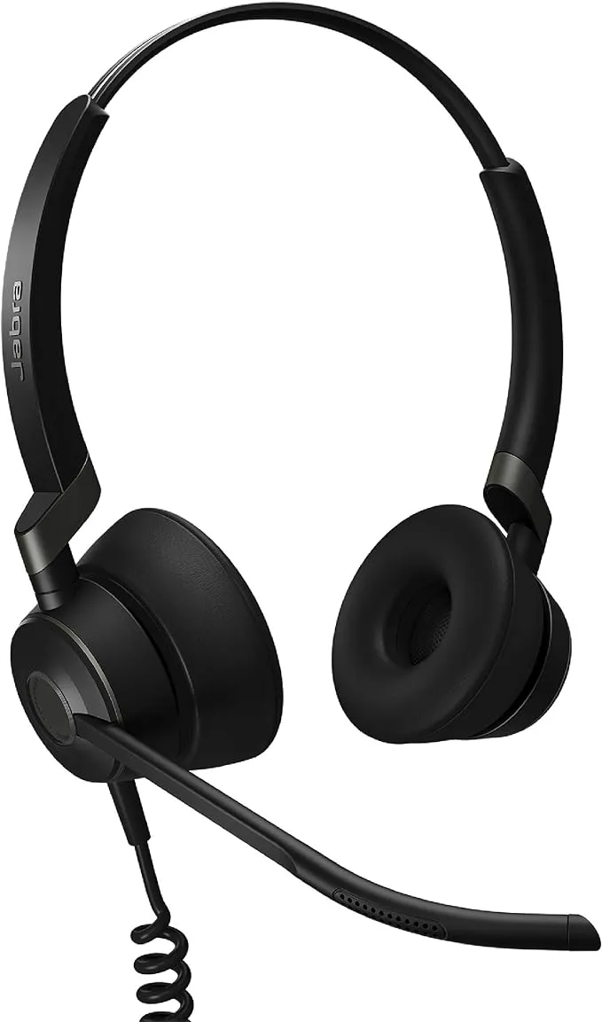 Jabra Engage 50 Wired Headset, Stereo – Telephone Headset with 3-Microphone System, Blocks Out Background Noise for Increased Agent Focus, Call Center Headset Features Enhanced Hearing Protection