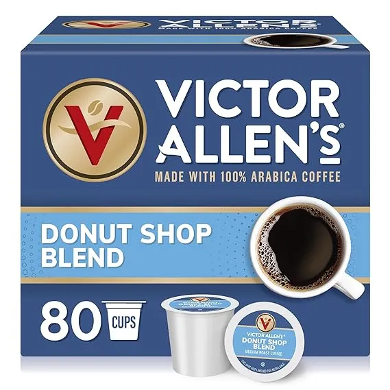 Victor Allen's Coffee Donut Shop Blend, Medium Roast, 80 Count, Single Serve Coffee Pods for Keurig K-Cup Brewers