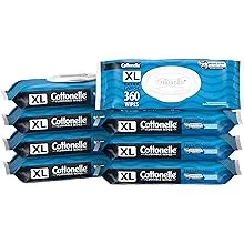 Cottonelle XL Flushable Wet Wipes, Adult Wipes Large, 8 Flip-Top Packs, 45 Wipes per Pack (360 Total Flushable Wipes), Packaging May Vary