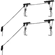 Bike Hoists - Overhead Pulley System with 100 lb Capacity for Bicycles or Ladders - Secure Garage Ceiling Storage by Rad Cycle